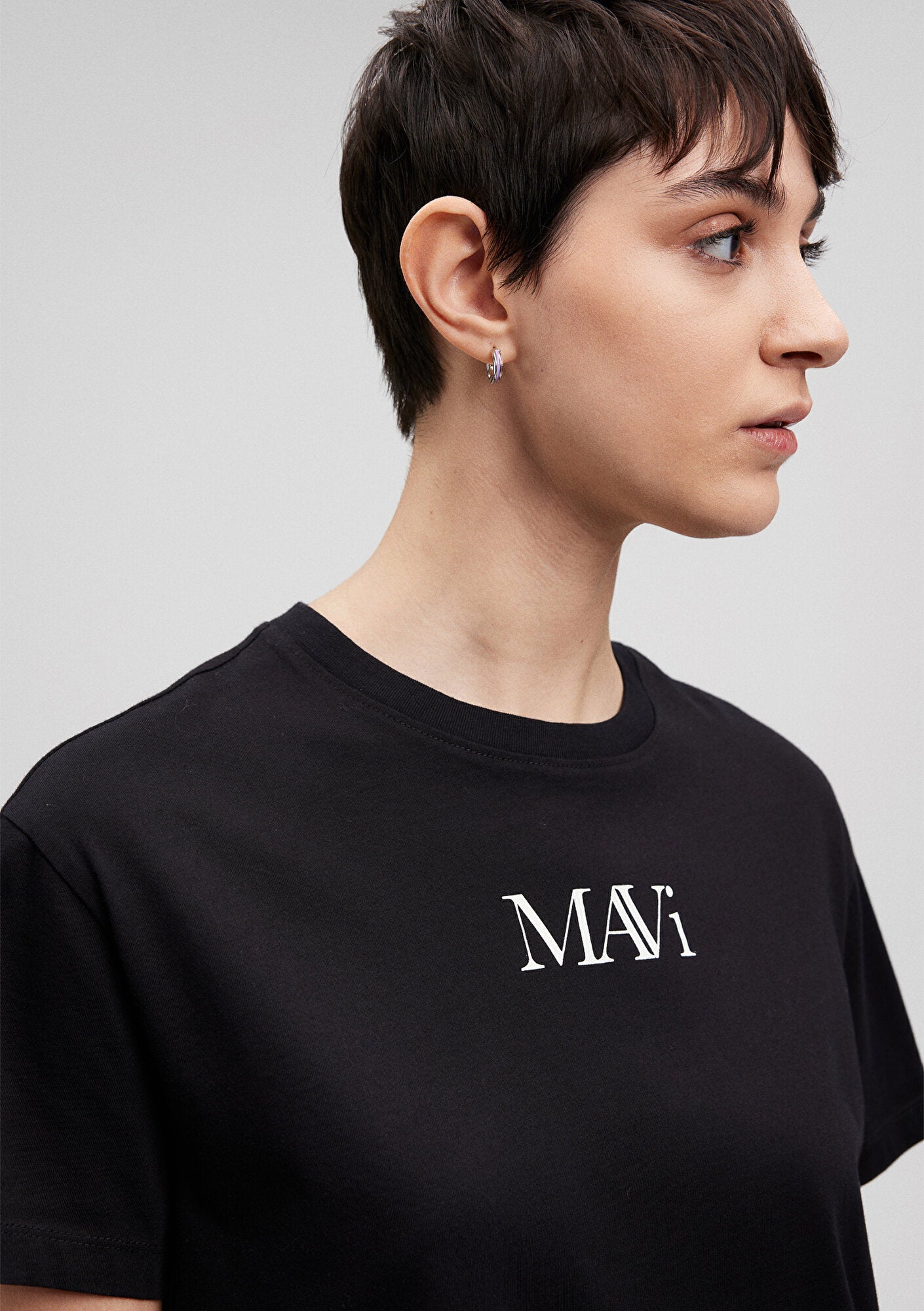 Mavi Logo Printed Black T-Shirt