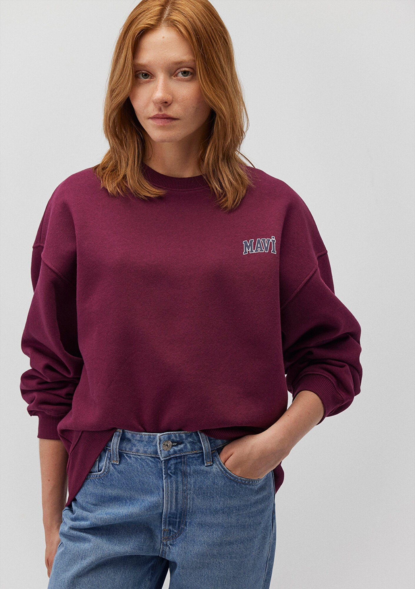 Mavi Logo Printed Red Sweatshirt