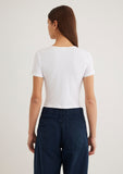 Half Button White Basic T-Shirt