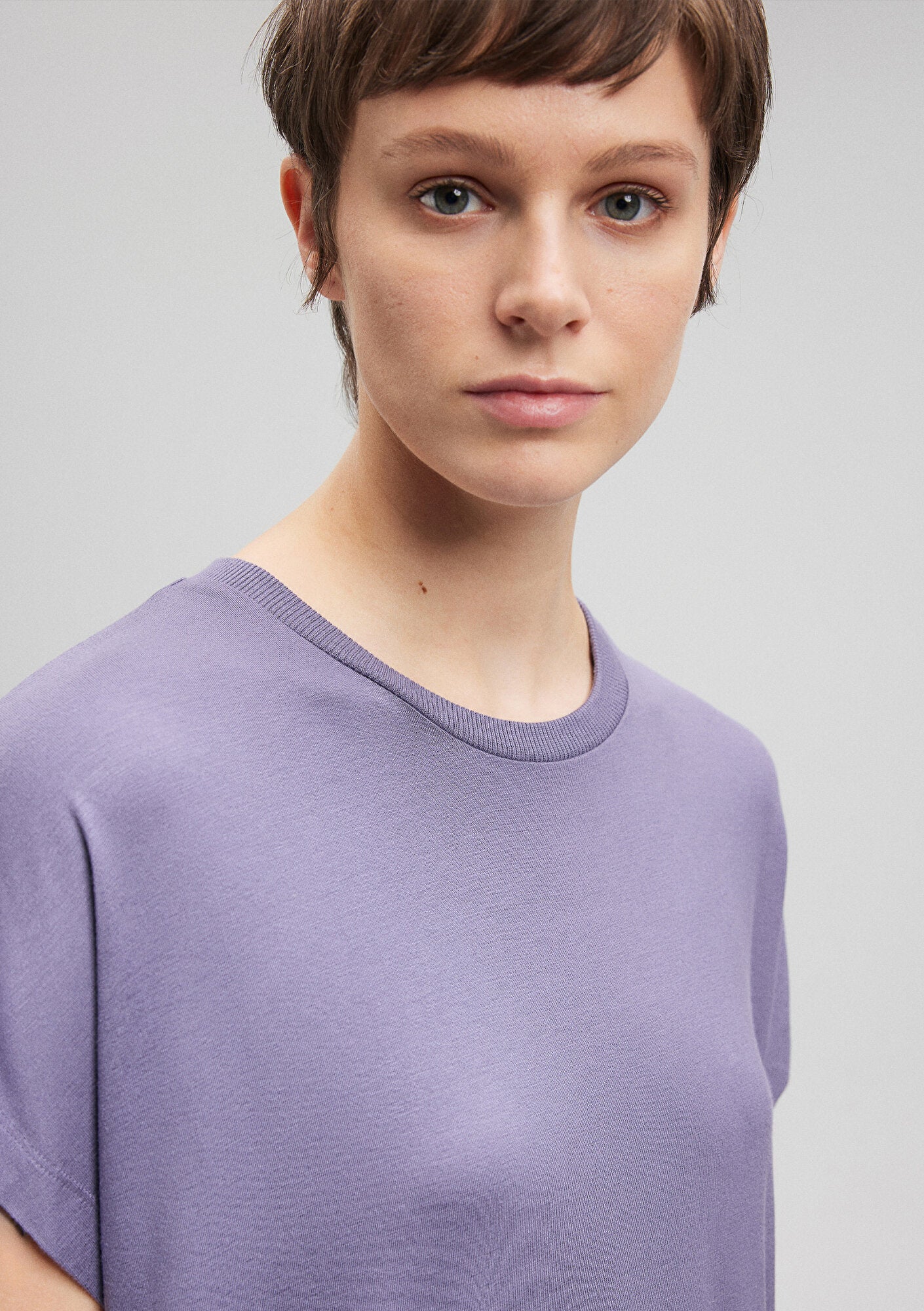 Crew Neck Purple Basic T-Shirt