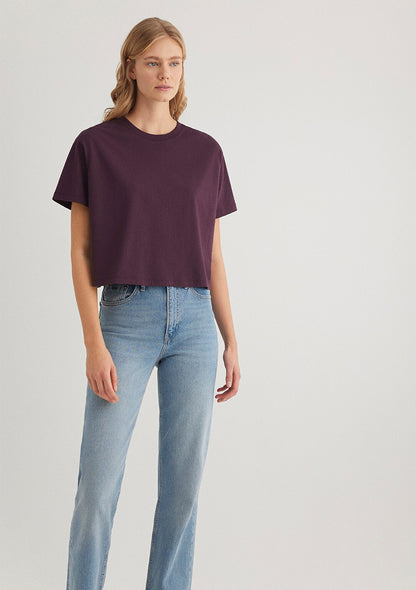 Crew Neck Purple Basic T-Shirt
