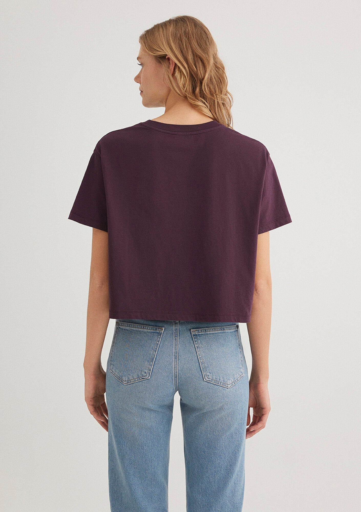 Crew Neck Purple Basic T-Shirt