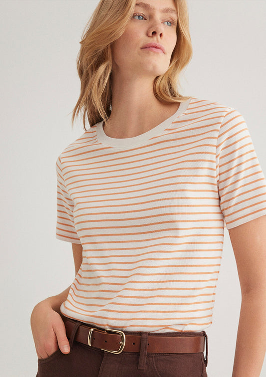 Crew Neck Orange Basic T-Shirt