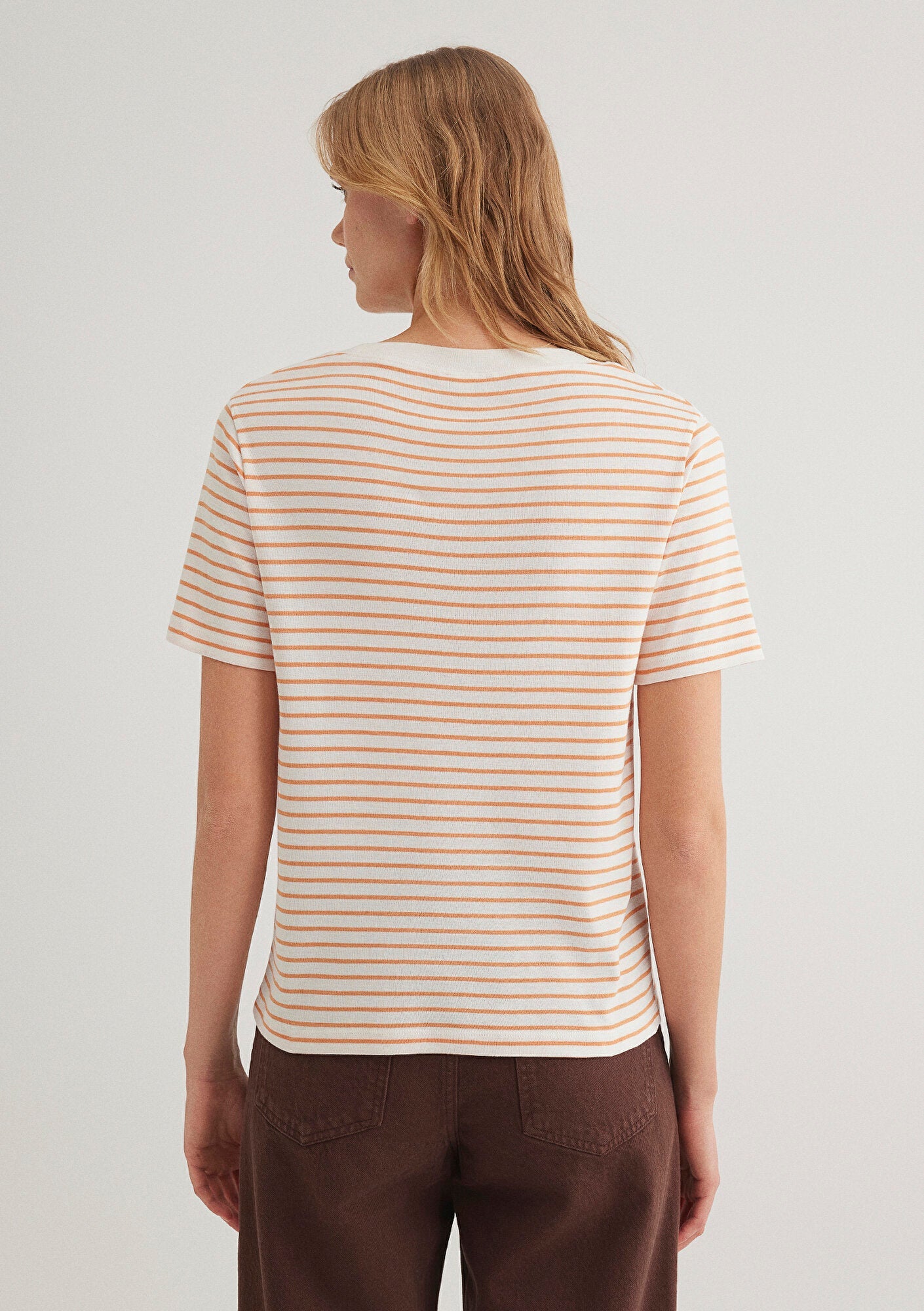 Crew Neck Orange Basic T-Shirt
