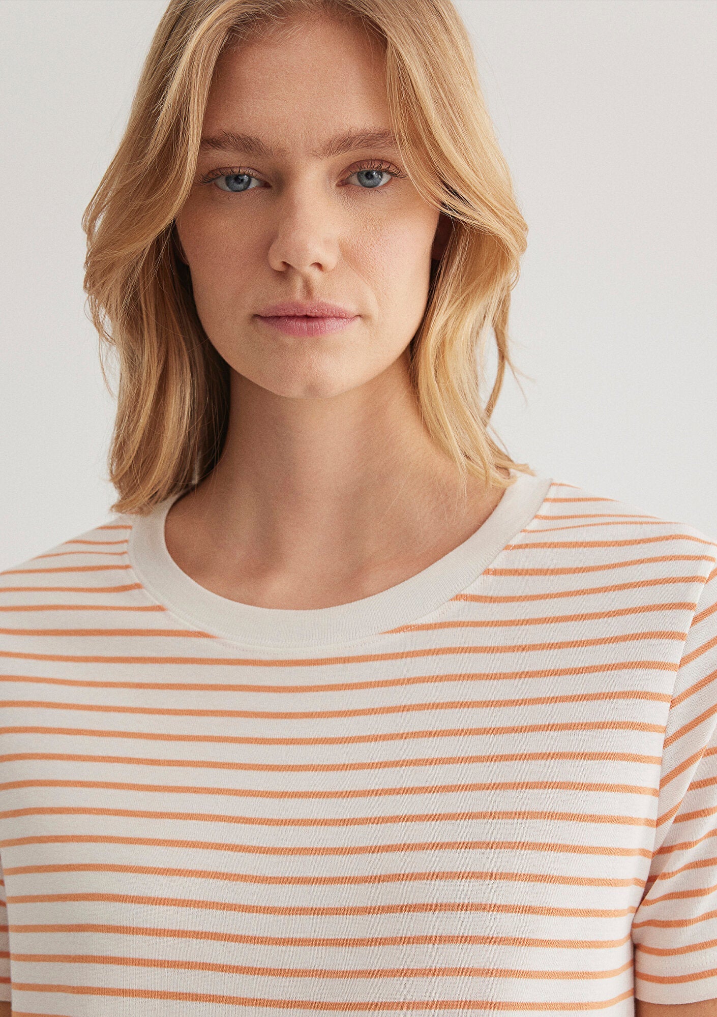 Crew Neck Orange Basic T-Shirt