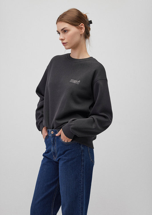 Mavi Logo Printed Grey Sweatshirt