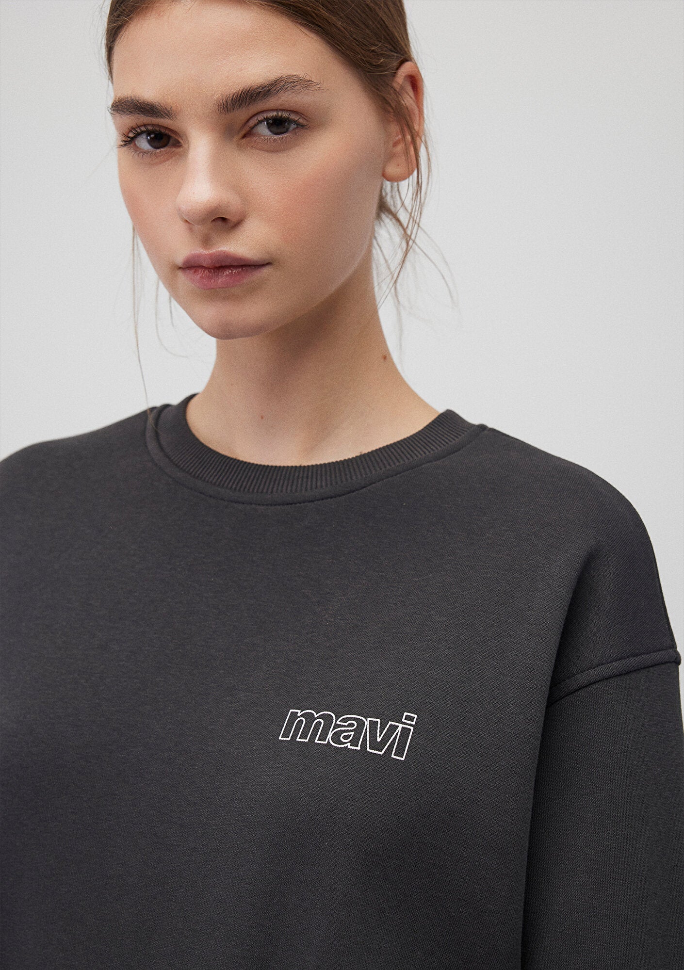 Mavi Logo Printed Grey Sweatshirt