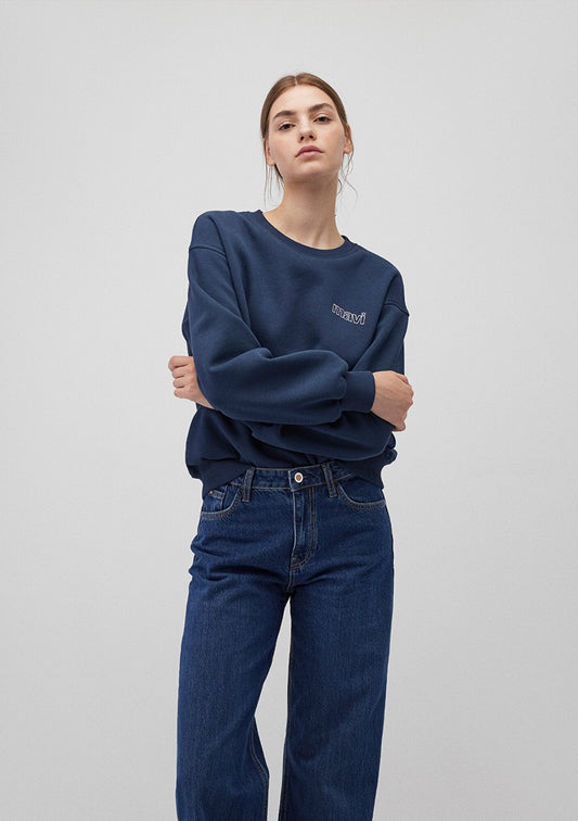 Mavi Logo Printed Navy Sweatshirt