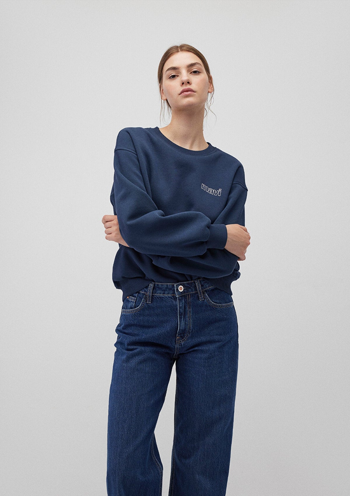 Mavi Logo Printed Navy Sweatshirt