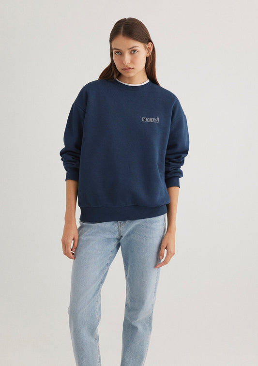 Mavi Logo Printed Navy Sweatshirt