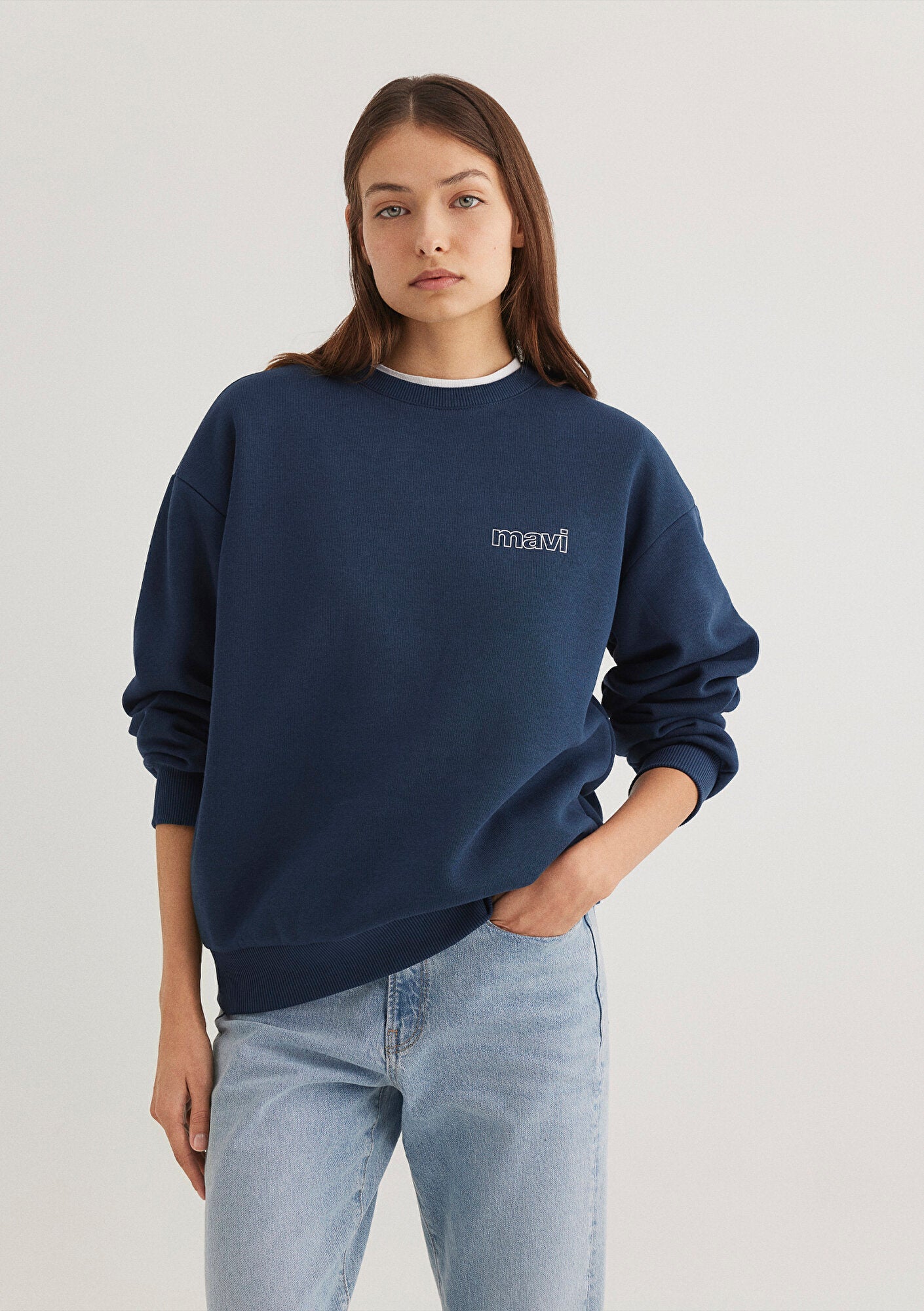 Mavi Logo Printed Navy Sweatshirt