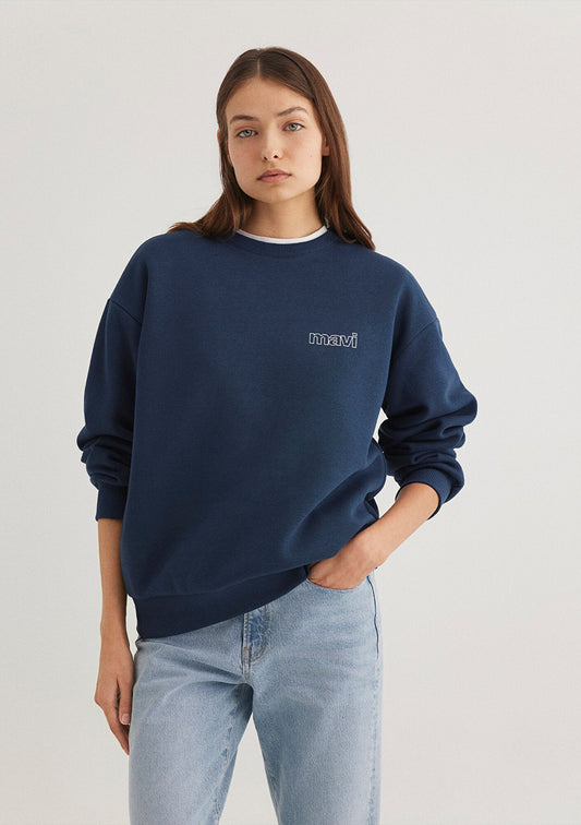 Mavi Logo Printed Navy Sweatshirt