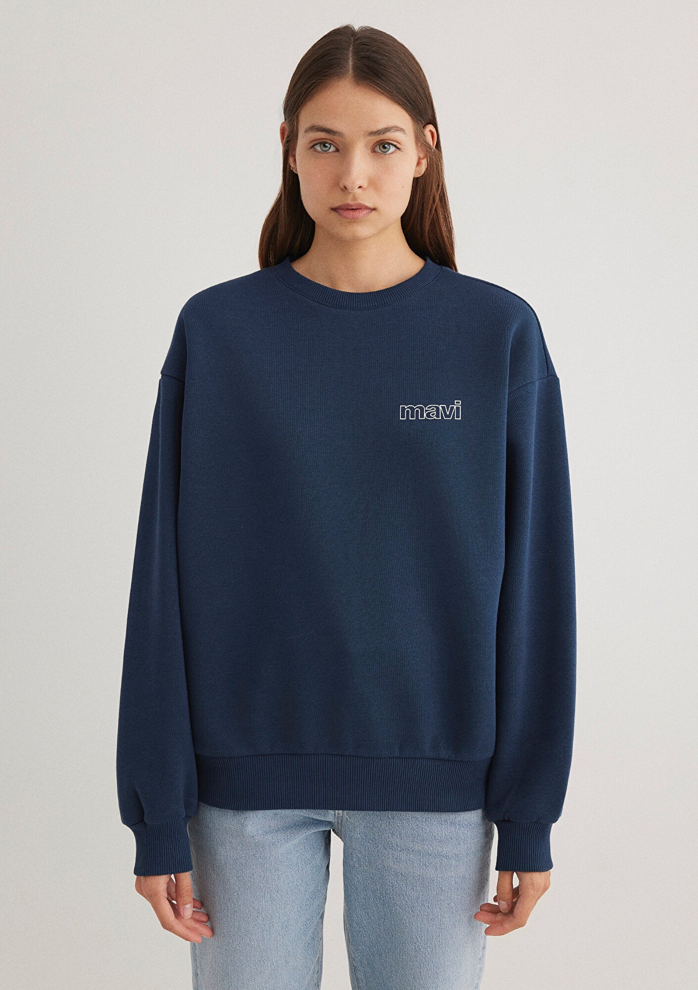 Mavi Logo Printed Navy Sweatshirt