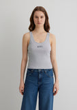 Mavi Logo Printed Grey Tank Top