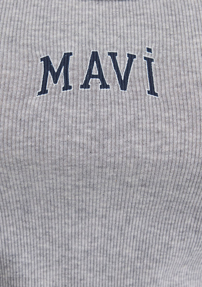 Mavi Logo Printed Grey Tank Top