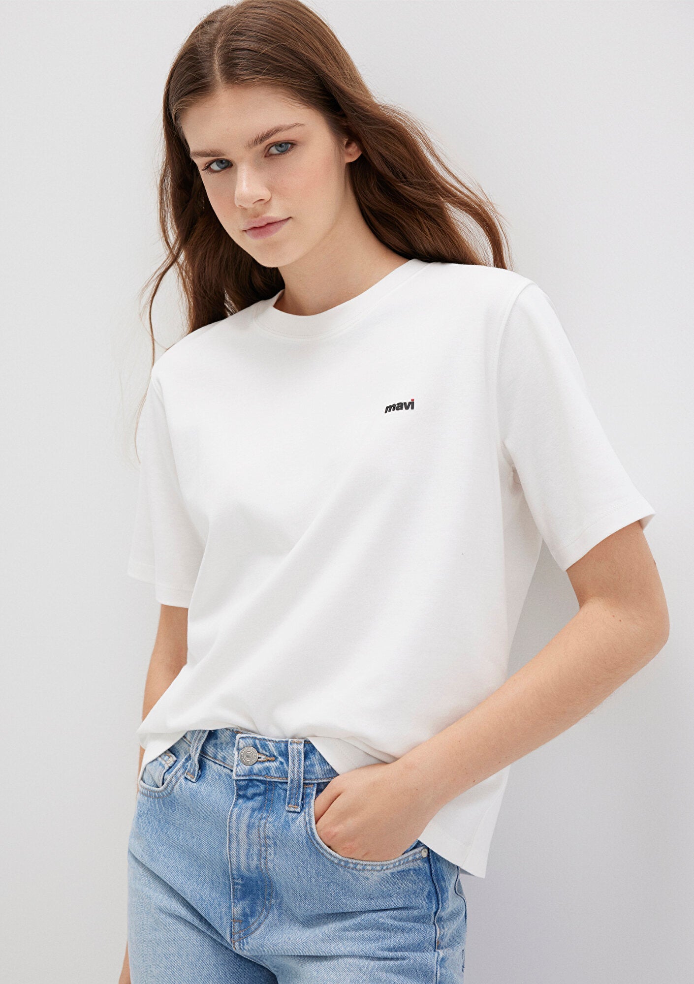 Mavi Logo Printed Ecru T-Shirt