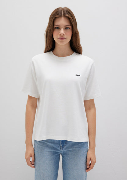 Mavi Logo Printed Ecru T-Shirt