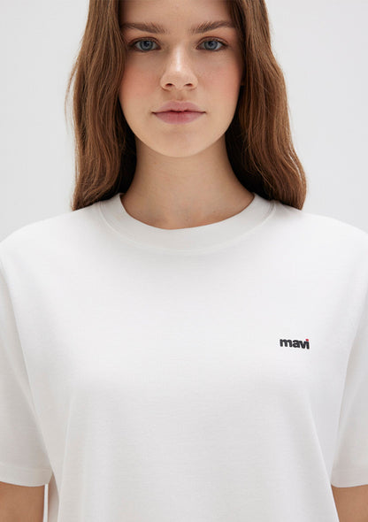 Mavi Logo Printed Ecru T-Shirt