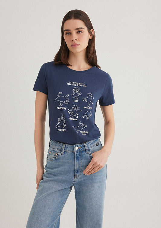 Printed Indigo T-Shirt