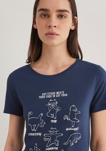 Printed Indigo T-Shirt