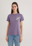 Cat Printed Purple T-Shirt