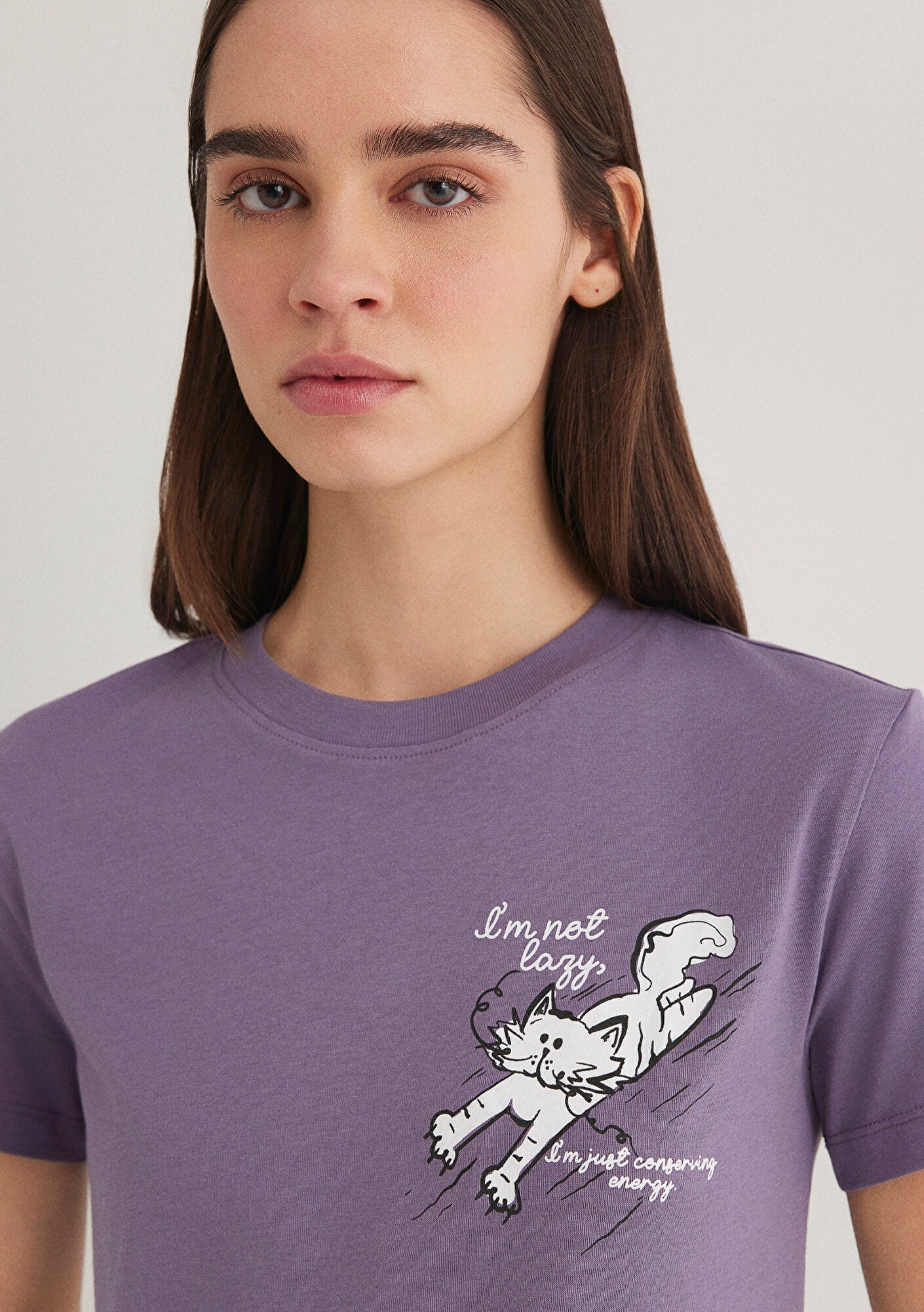 Cat Printed Purple T-Shirt