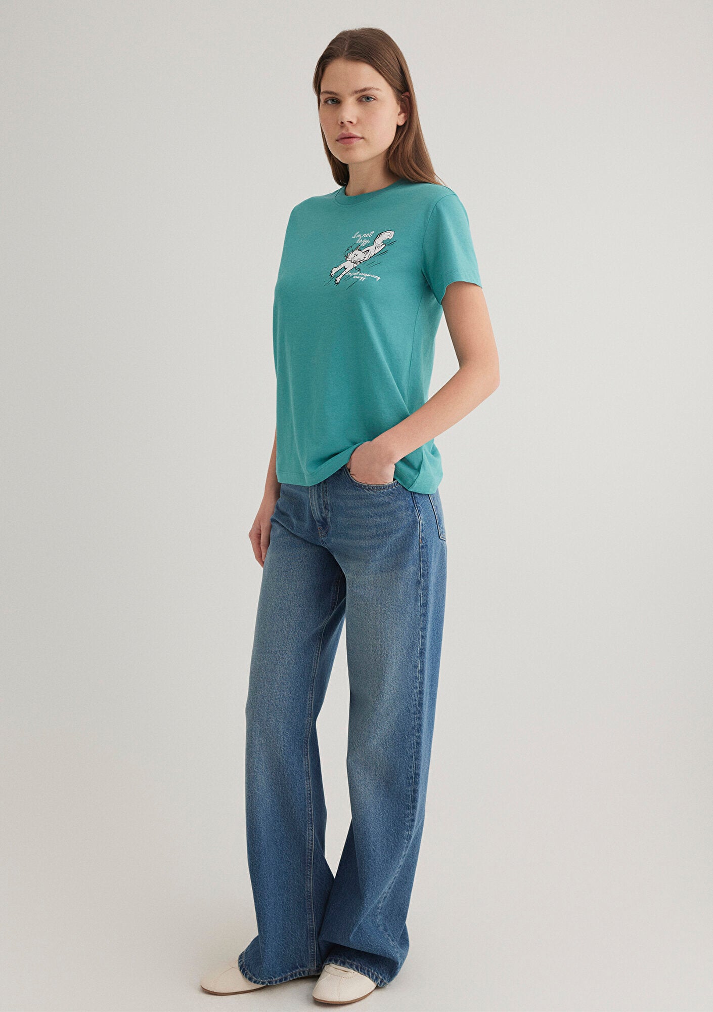Cat Printed Blue T-Shirt