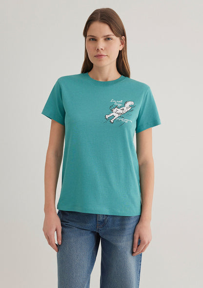 Cat Printed Blue T-Shirt