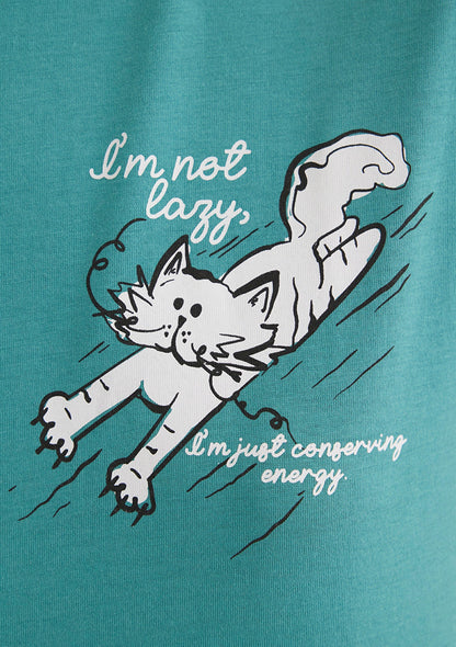Cat Printed Blue T-Shirt