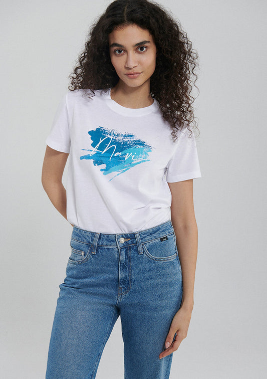 Mavi Logo Printed White T-Shirt