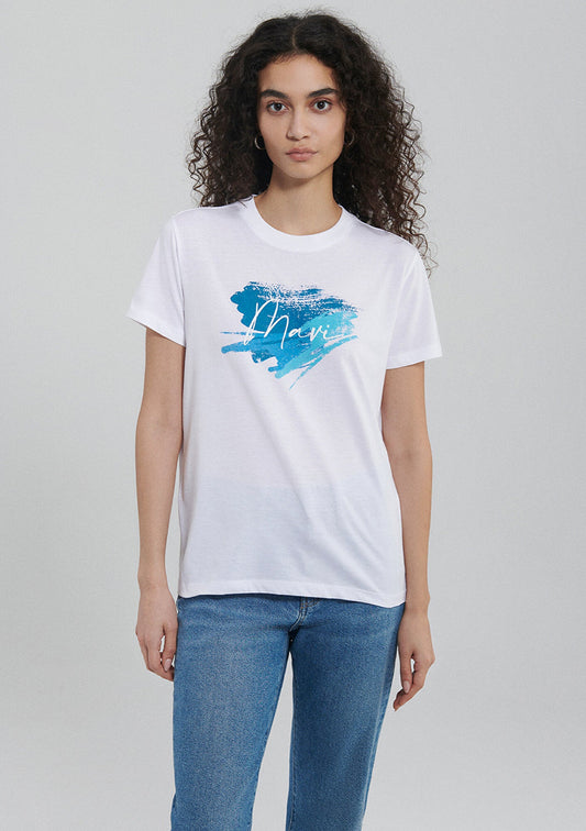 Mavi Logo Printed White T-Shirt