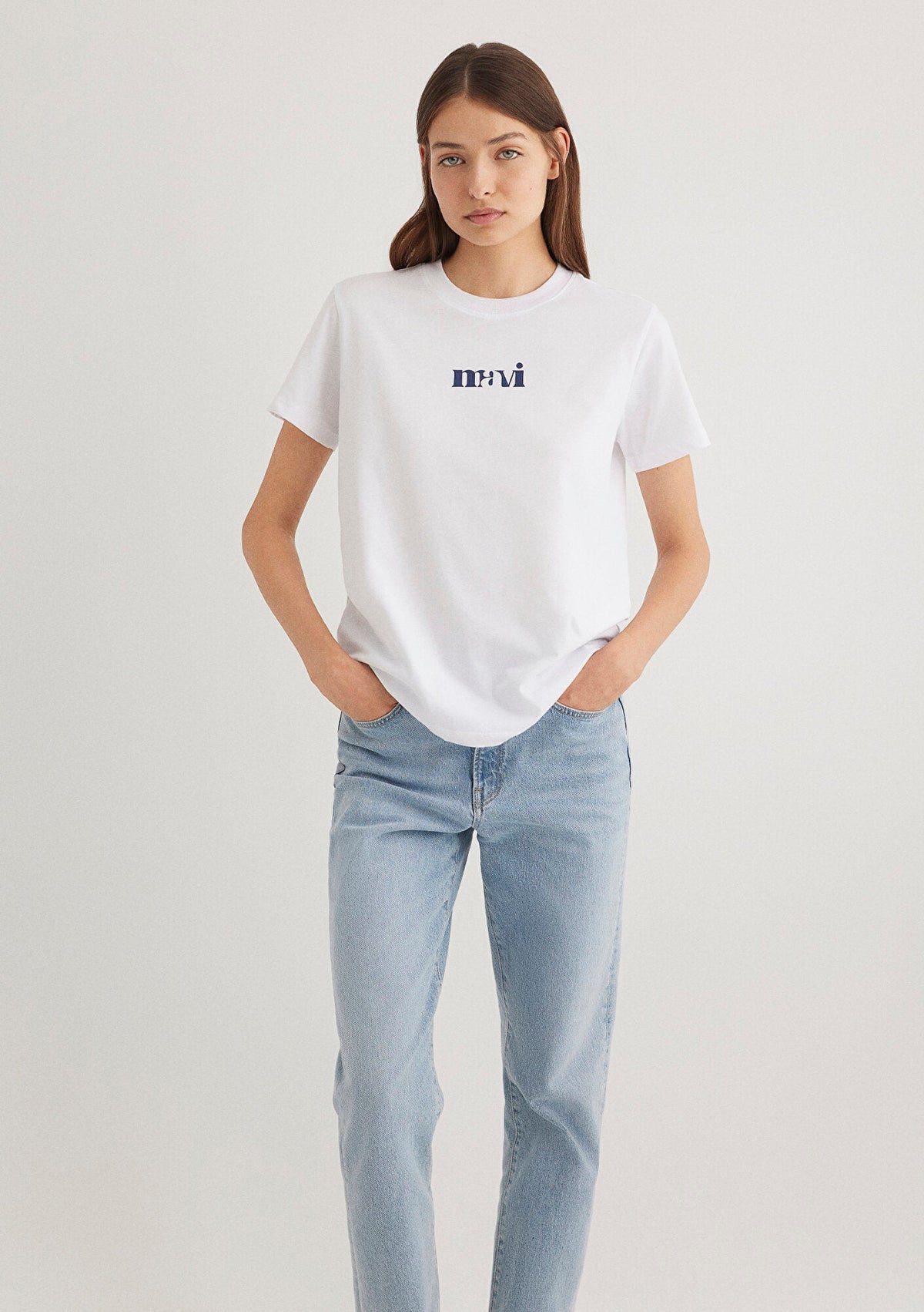 Mavi Logo Printed White T-Shirt
