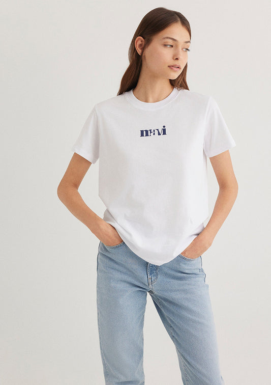 Mavi Logo Printed White T-Shirt