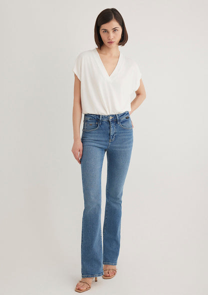 Lux Touch Tencel TM V Neck Ecru Modal T-Shirt