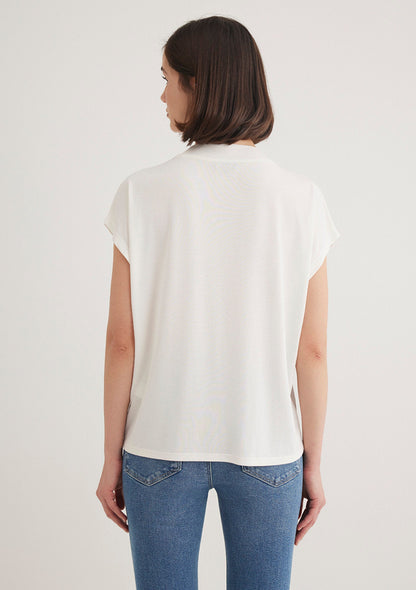 Lux Touch Tencel TM V Neck Ecru Modal T-Shirt