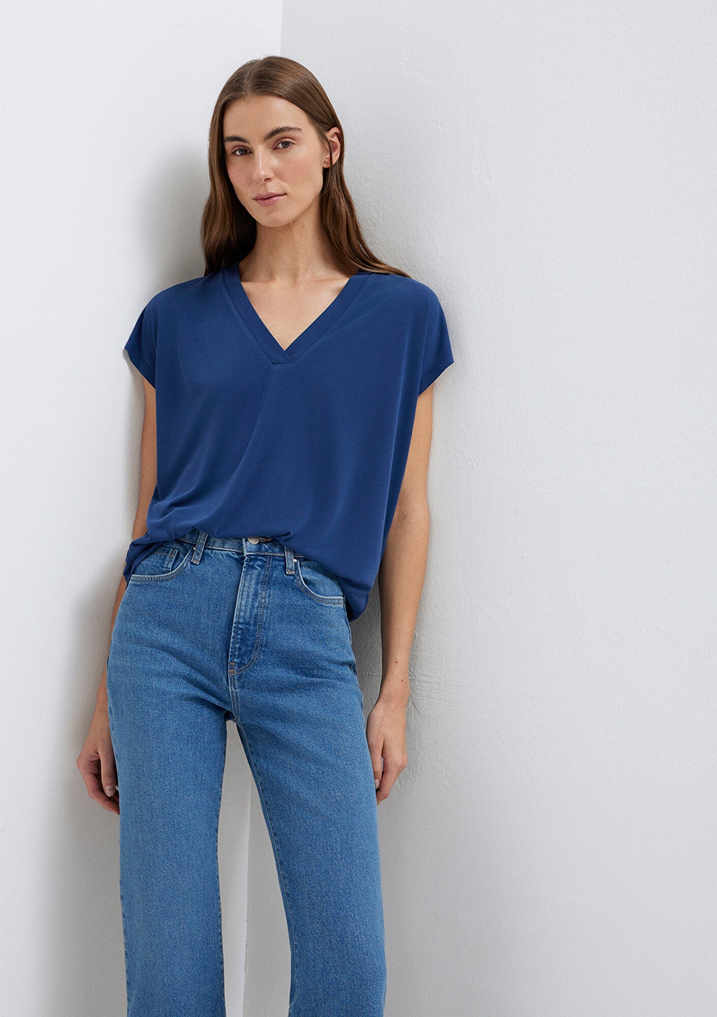 Lux Touch V Neck Black T-Shirt