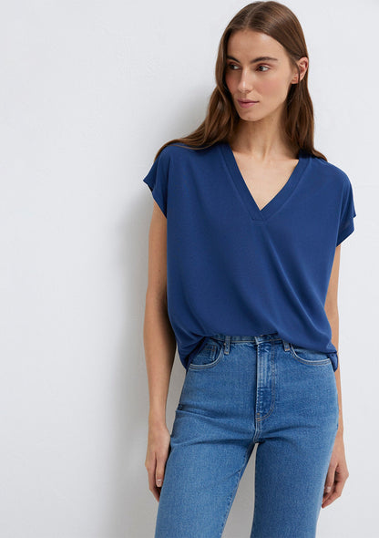 Lux Touch V Neck Black T-Shirt