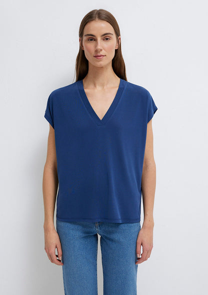 Lux Touch V Neck Black T-Shirt