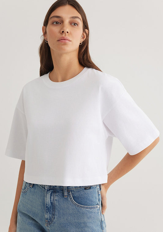 White Basic Crop T-Shirt