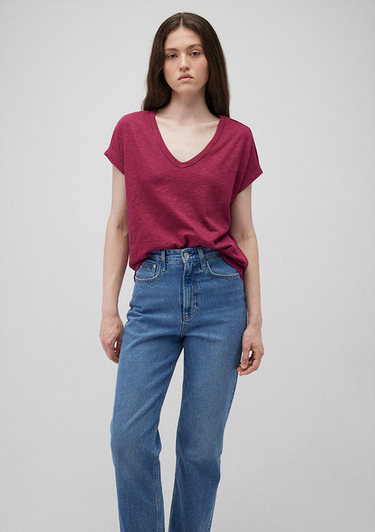 V Neck Pink Basic T-Shirt