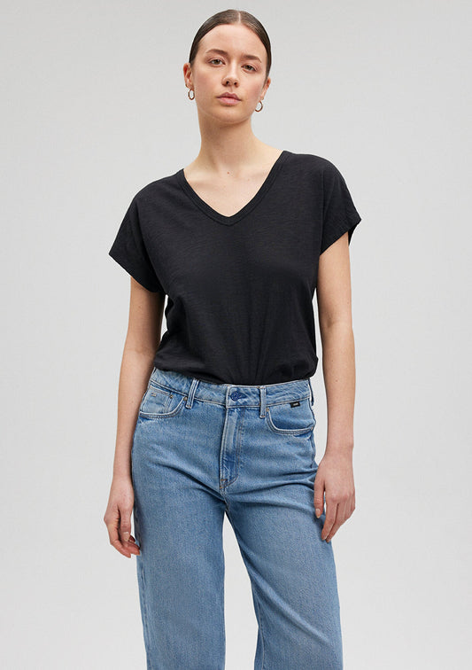 V Neck Black Basic T-Shirt