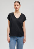 V Neck Black Basic T-Shirt