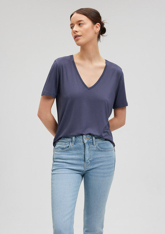 V Neck Grey Basic T-Shirt
