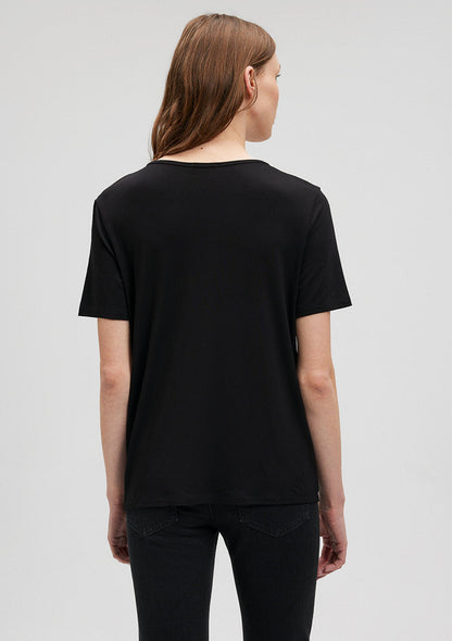 V Neck Black Basic T-Shirt