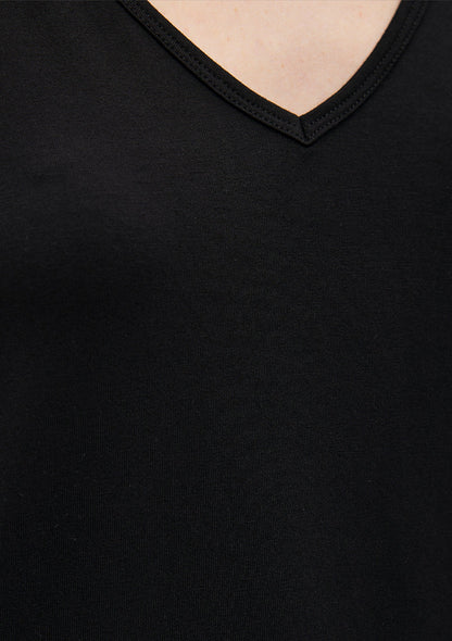 V Neck Black Basic T-Shirt