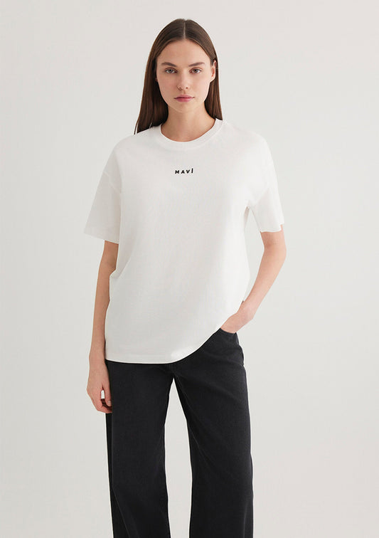 Mavi Logo Printed White T-Shirt