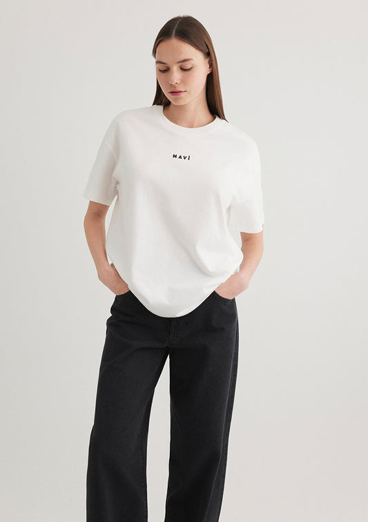 Mavi Logo Printed White T-Shirt