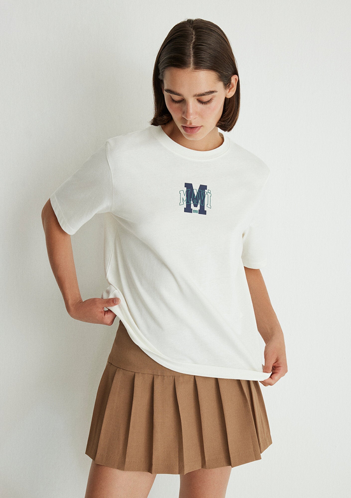 Mavi Logo Printed White T-Shirt
