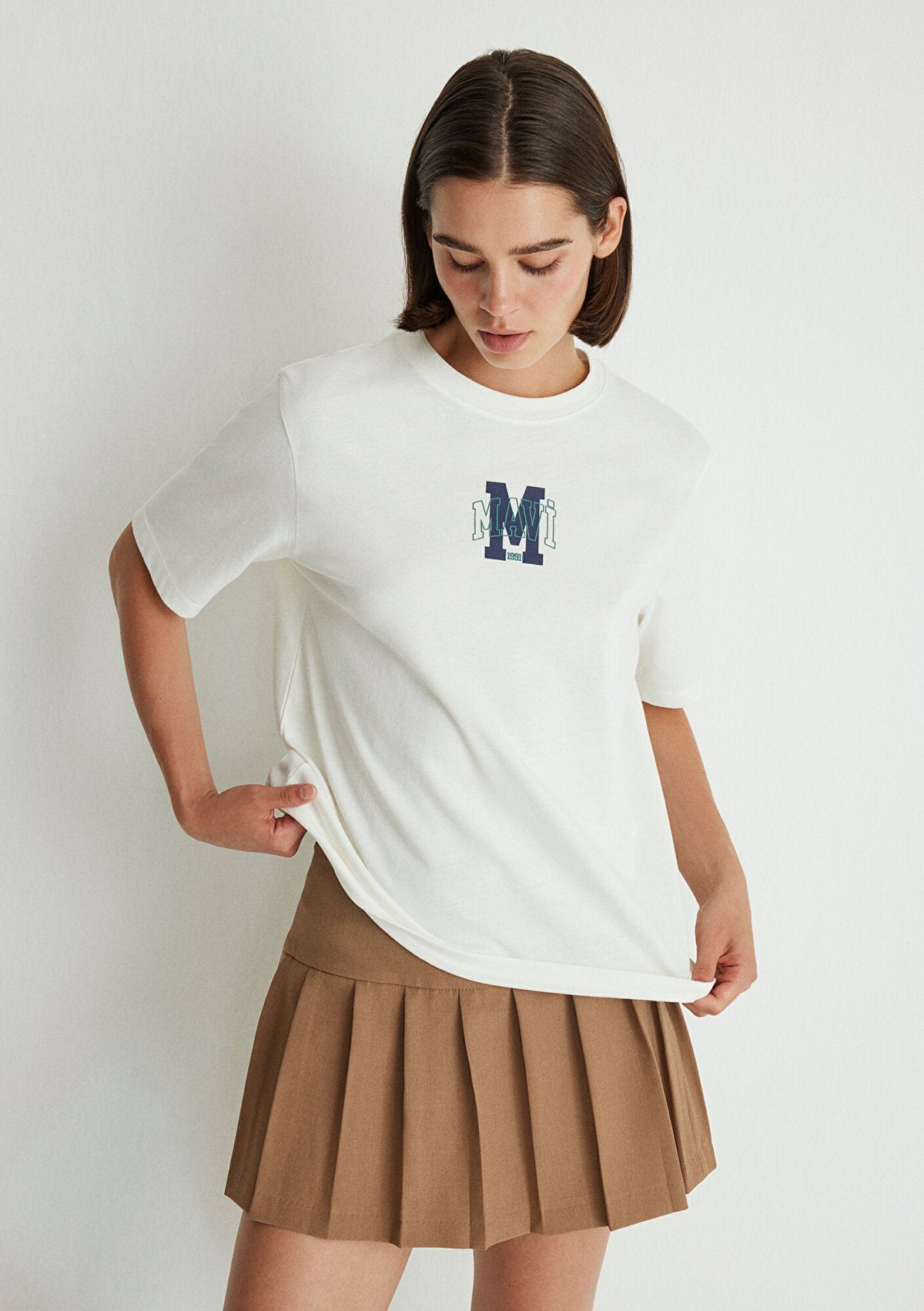 Mavi Logo Printed White T-Shirt