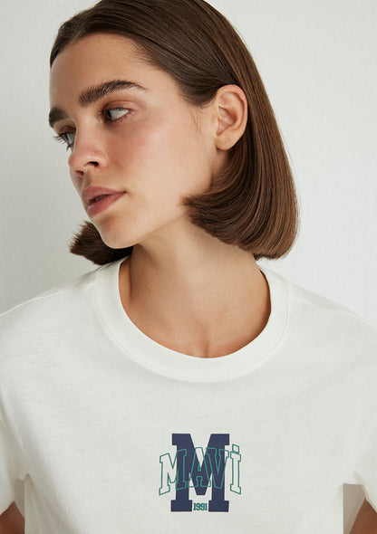 Mavi Logo Printed White T-Shirt